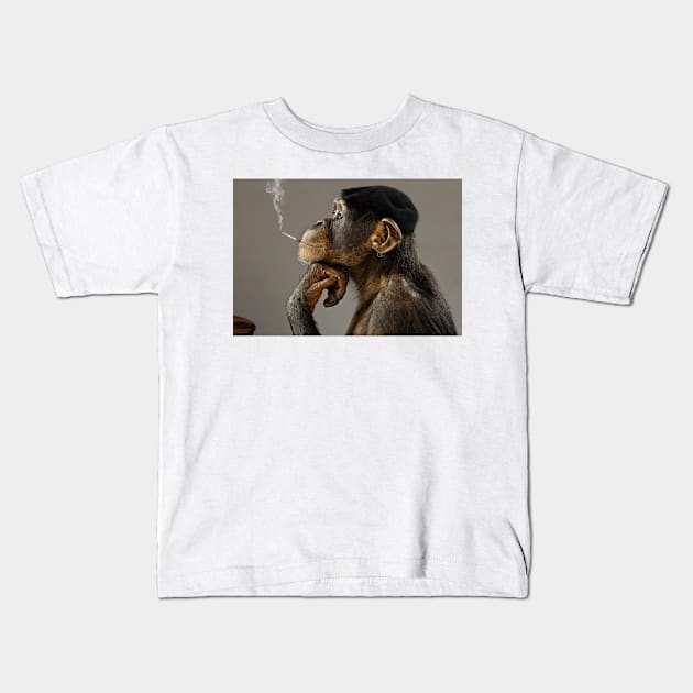 Monkey Smoking Kids T-Shirt by Smoking Monkey